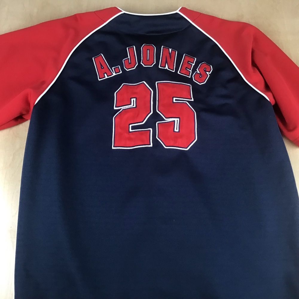 VTG Atlanta Braves True Fan MLB Mens XL MLB Baseball Jersey Andruw Jones #25 - Picture 4 of 8